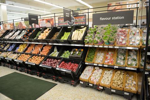The store has an extensive range of fresh fruit and vegetables.